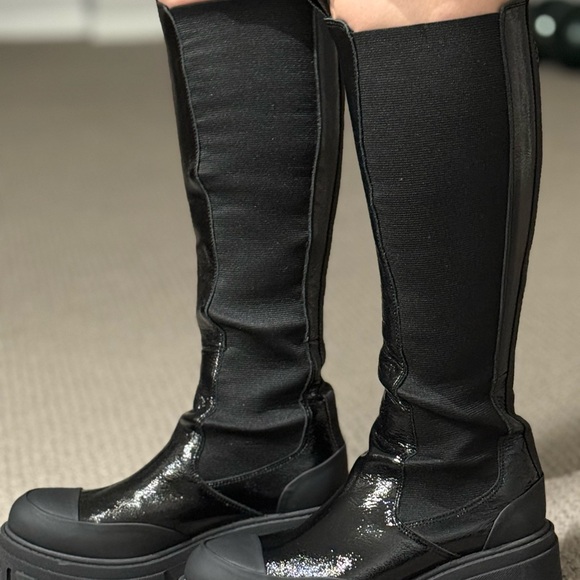 GANNI Black Chunky Knee High Boots Size 41 NEW $675 Retail Platform Lug Sole - Picture 10 of 16